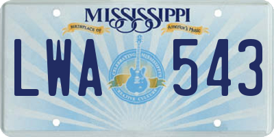 MS license plate LWA543