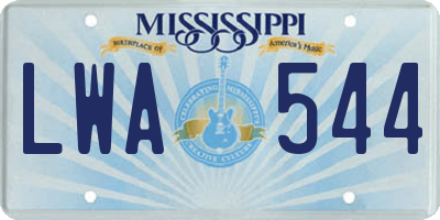 MS license plate LWA544