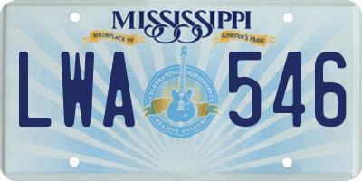 MS license plate LWA546