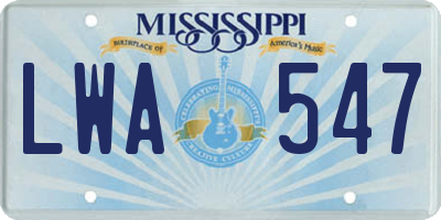 MS license plate LWA547