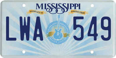 MS license plate LWA549