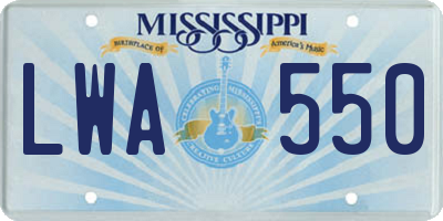 MS license plate LWA550