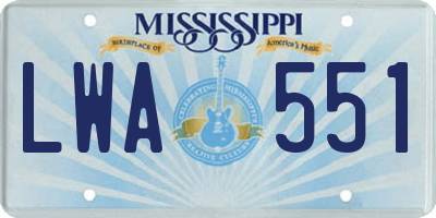 MS license plate LWA551