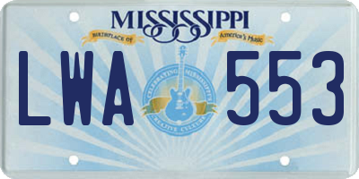 MS license plate LWA553
