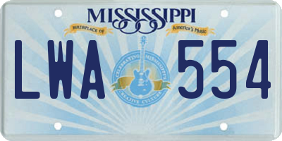 MS license plate LWA554