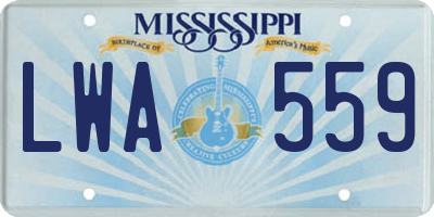 MS license plate LWA559