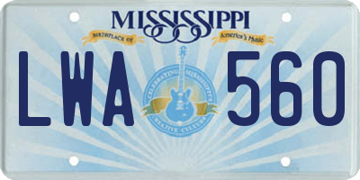 MS license plate LWA560