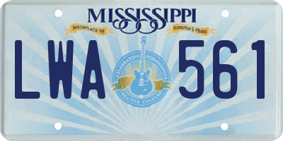 MS license plate LWA561