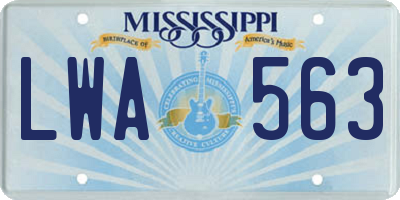 MS license plate LWA563