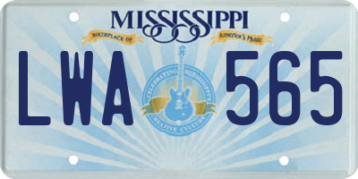 MS license plate LWA565