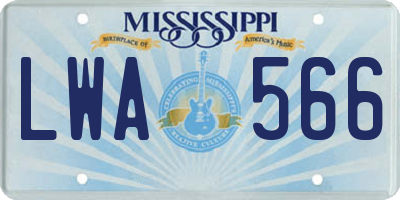 MS license plate LWA566