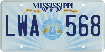 MS license plate LWA568