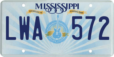 MS license plate LWA572