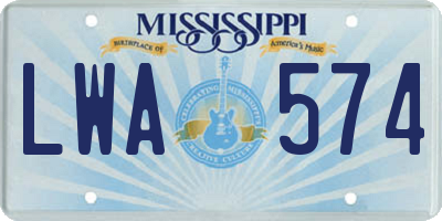 MS license plate LWA574