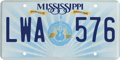 MS license plate LWA576