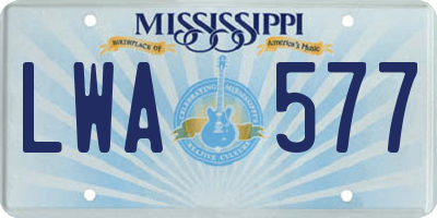 MS license plate LWA577