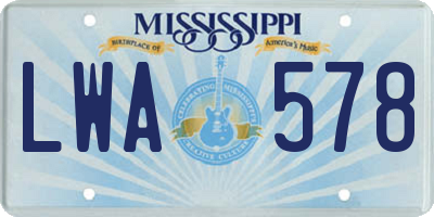 MS license plate LWA578