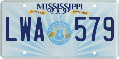 MS license plate LWA579