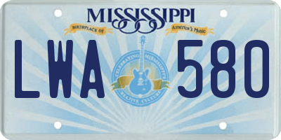 MS license plate LWA580