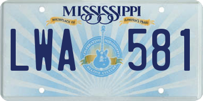 MS license plate LWA581