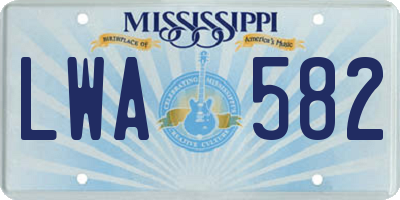 MS license plate LWA582