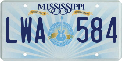 MS license plate LWA584
