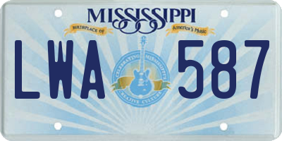 MS license plate LWA587