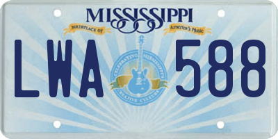 MS license plate LWA588