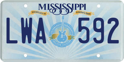 MS license plate LWA592