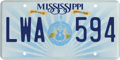 MS license plate LWA594