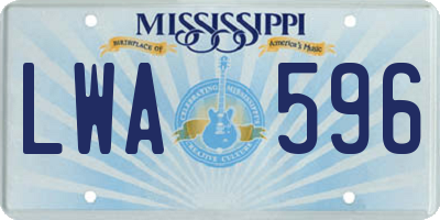 MS license plate LWA596