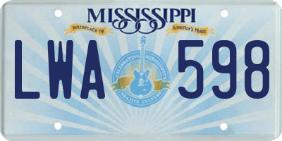 MS license plate LWA598