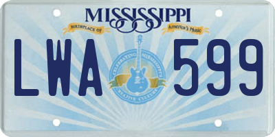 MS license plate LWA599