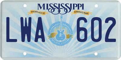 MS license plate LWA602
