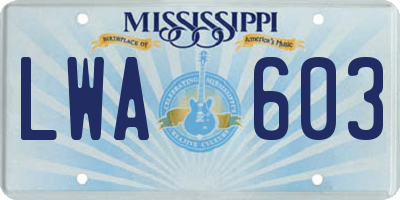 MS license plate LWA603