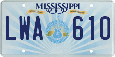 MS license plate LWA610