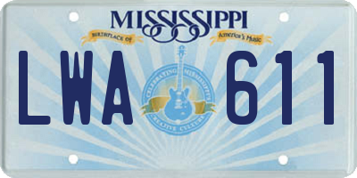 MS license plate LWA611