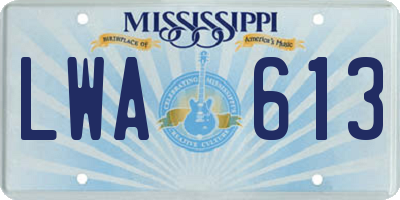 MS license plate LWA613