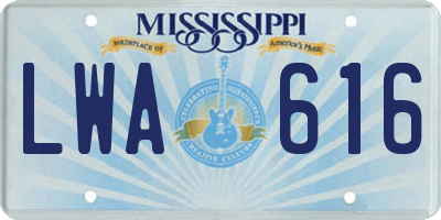 MS license plate LWA616