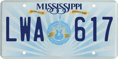 MS license plate LWA617