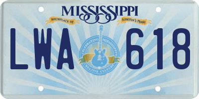 MS license plate LWA618