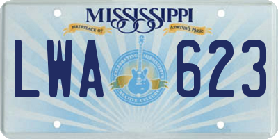 MS license plate LWA623
