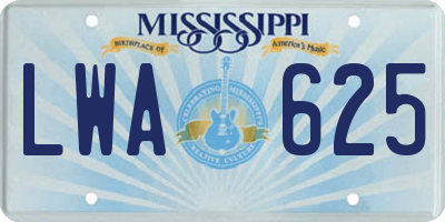 MS license plate LWA625