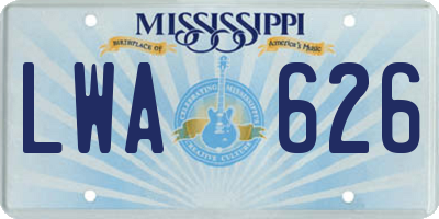 MS license plate LWA626