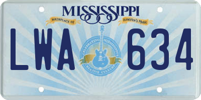 MS license plate LWA634