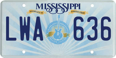 MS license plate LWA636