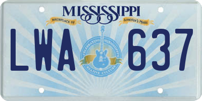 MS license plate LWA637