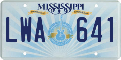 MS license plate LWA641