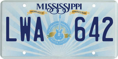 MS license plate LWA642