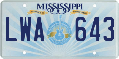 MS license plate LWA643